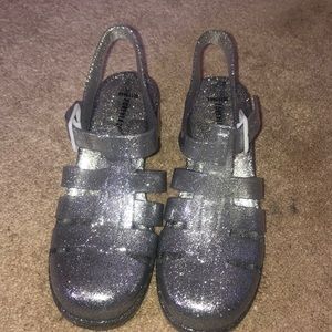 Silver Glitter Jelly Sandals